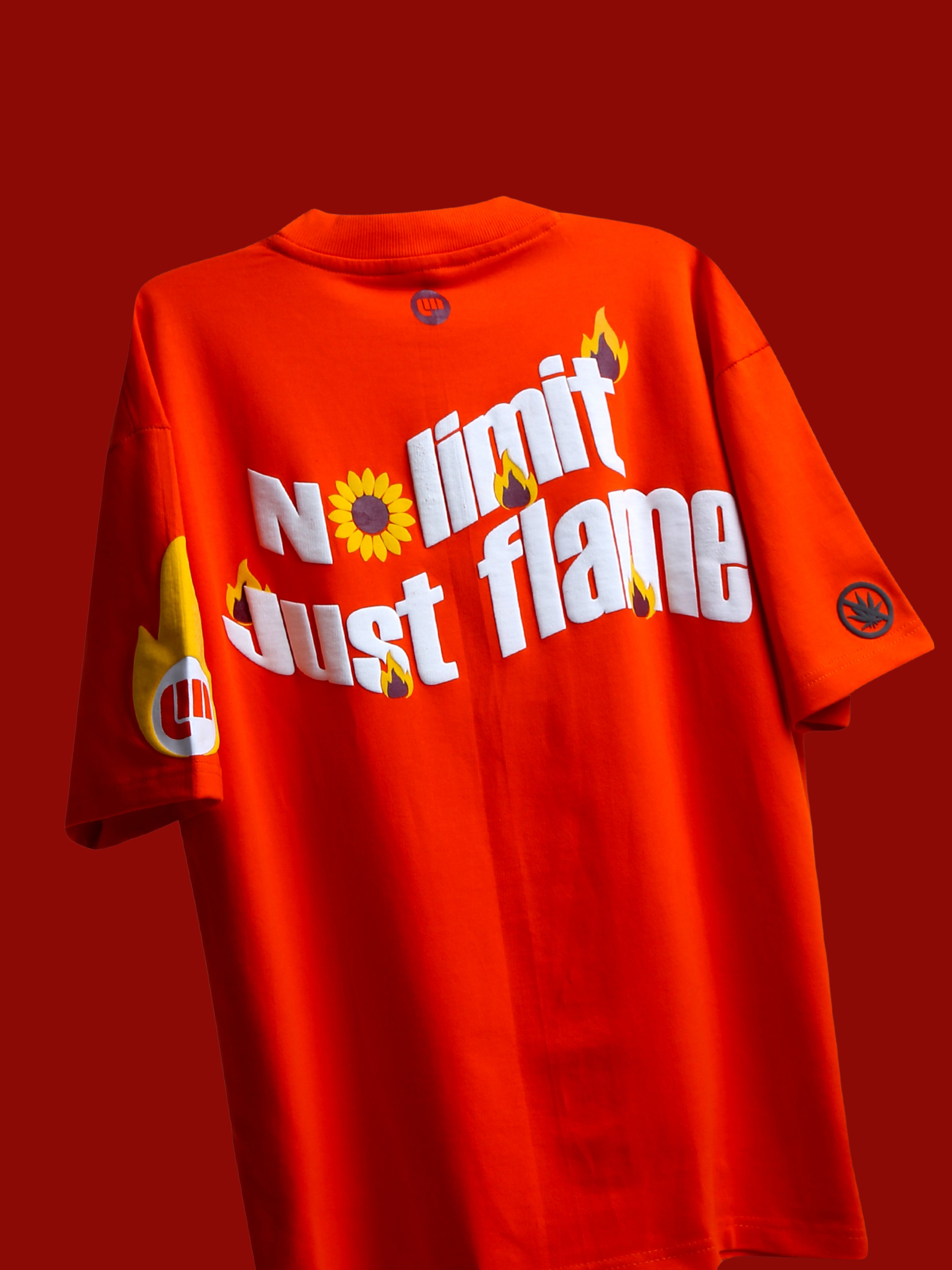 FLAME Premium Unisex Oversized Street Style Boxyfit Terry Cotton T-Shirt - Orange