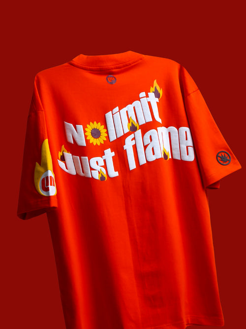 FLAME Premium Unisex Oversized Street Style Boxyfit Terry Cotton T-Shirt - Orange