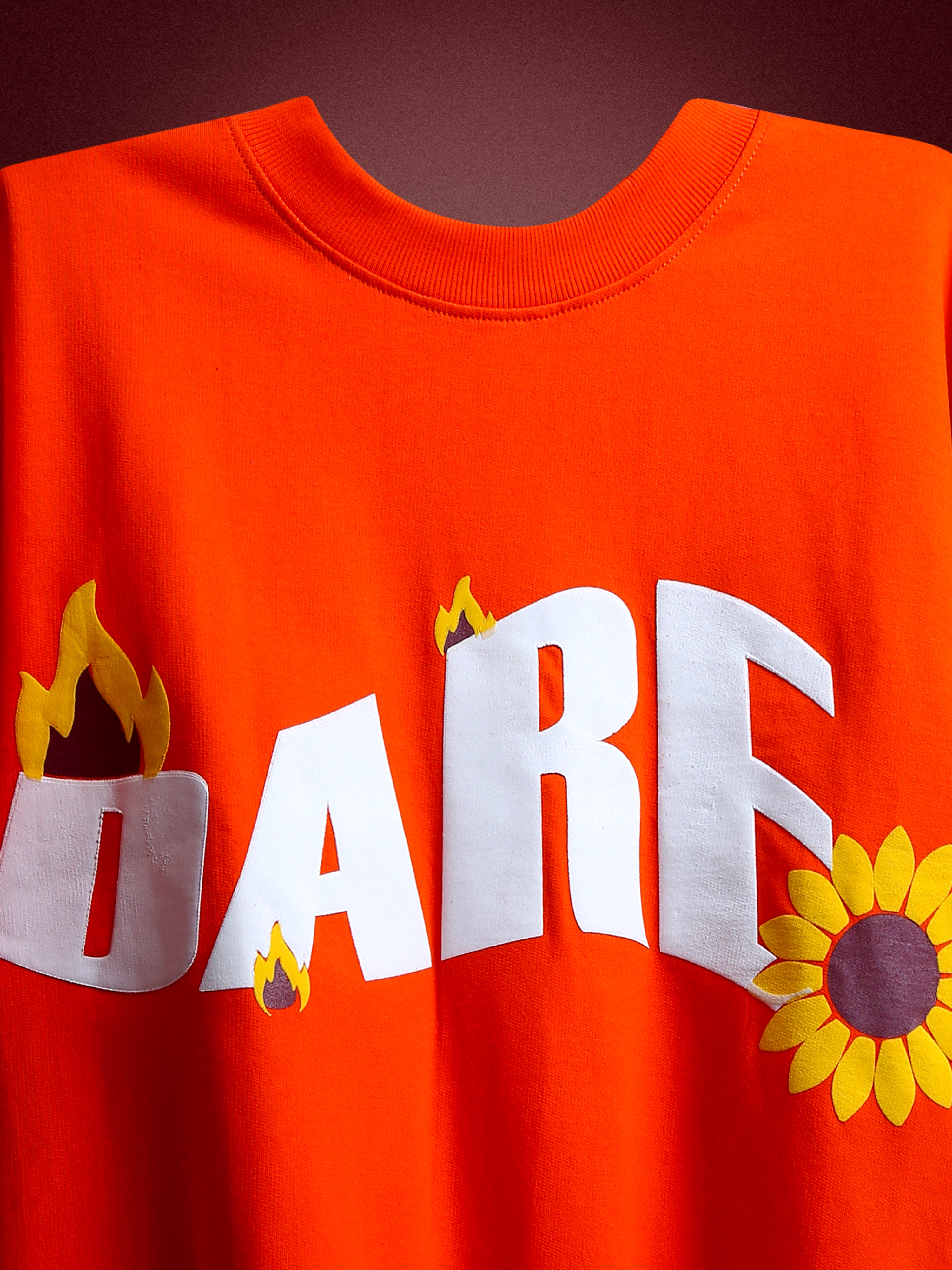 FLAME Premium Unisex Oversized Street Style Boxyfit Terry Cotton T-Shirt - Orange