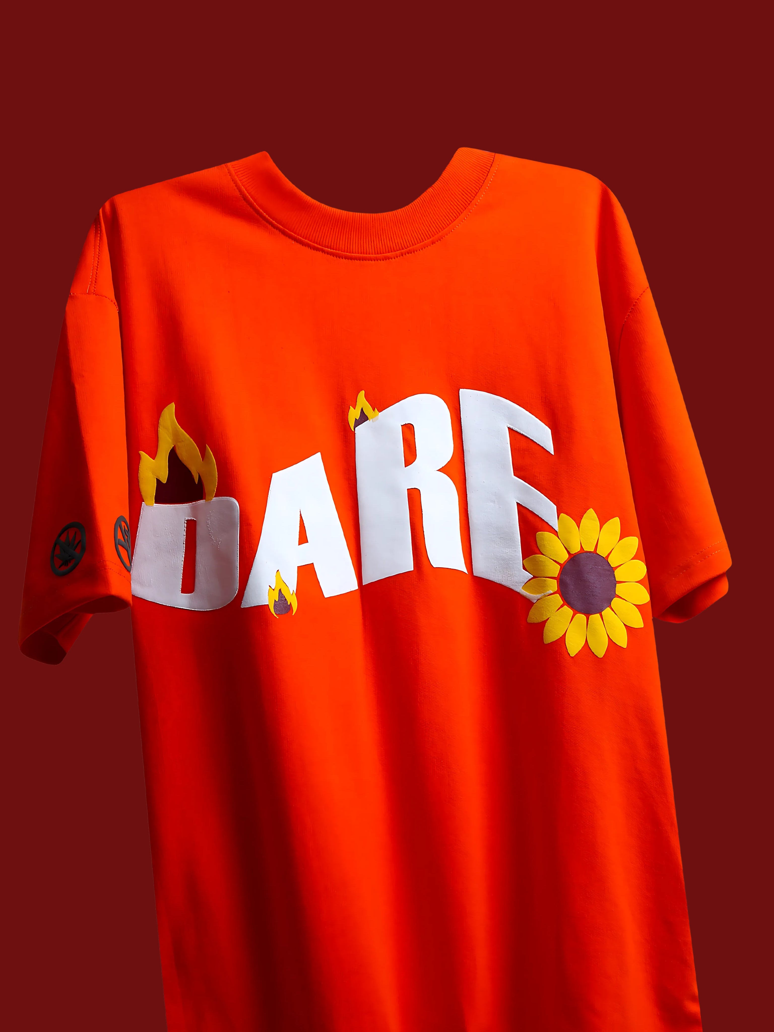 FLAME Premium Unisex Oversized Street Style Boxyfit Terry Cotton T-Shirt - Orange